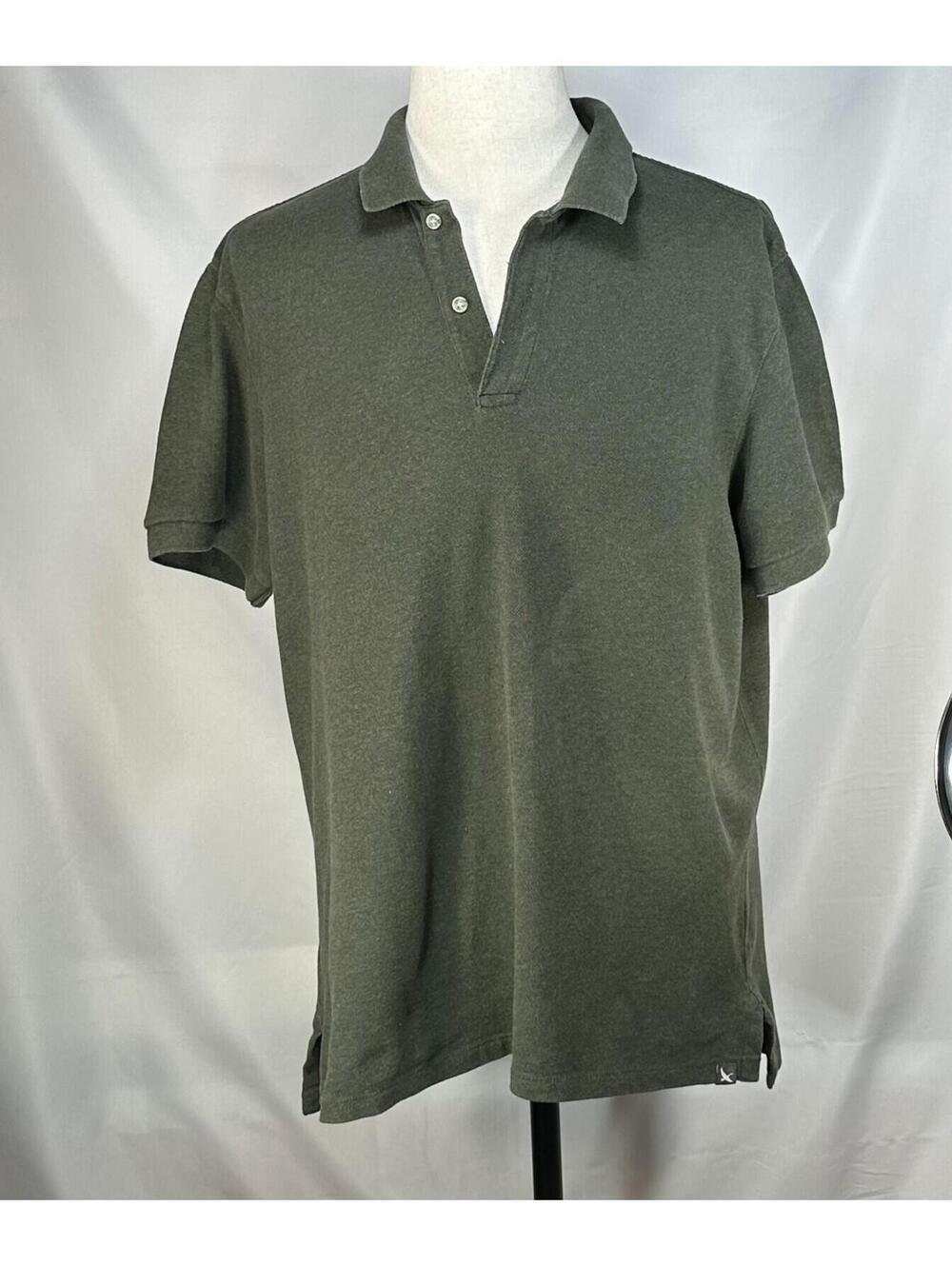 Eddie Bauer 1/4 Button 100% Cotton Polo Shirt Green Mens L